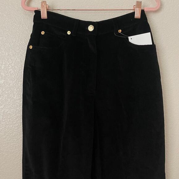 St. John Sport Marie Gray Pants Womens Size 2 Black High Rise Velvet Straight - Picture 4 of 14